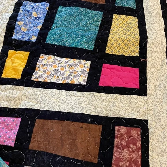 Handmade Colorful “stained glass” Patchwork Quilt - Picture 4 of 7